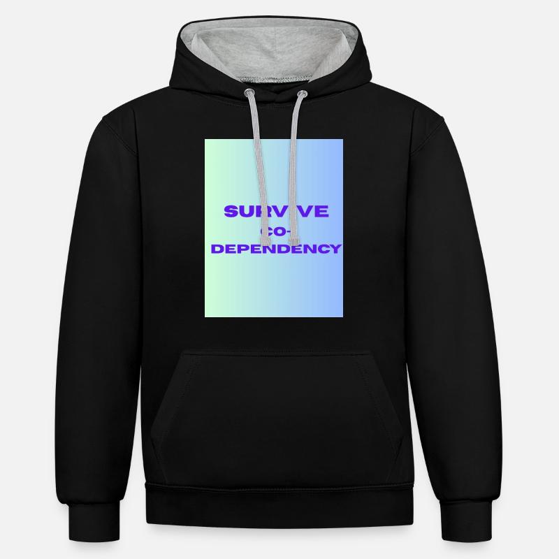 SURVIVE co dependency - Sweat à capuche contrasté - noir/gris chiné