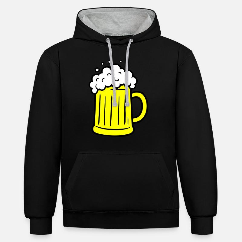 Verre à bière Beer Comic - Sweat à capuche contrasté - noir/gris chiné