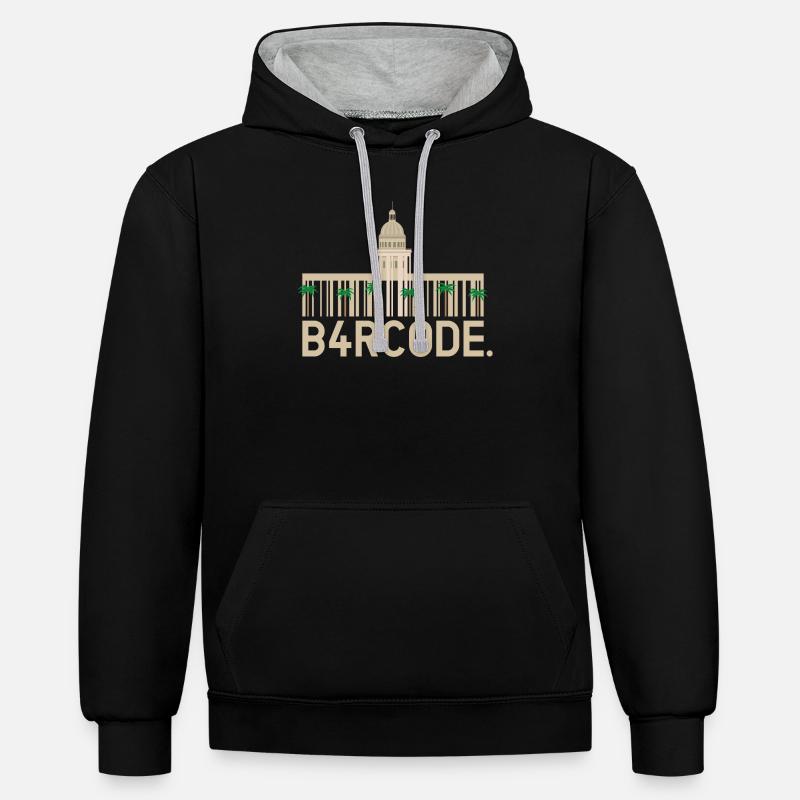 B4RCODE. La Havane - Sweat à capuche contrasté - noir/gris chiné