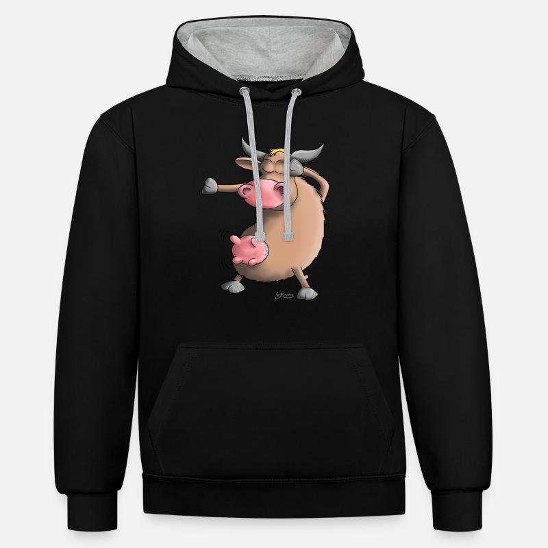Funny Dab Dance - Cow - Dancing - Contrast hoodie - black/heather grey