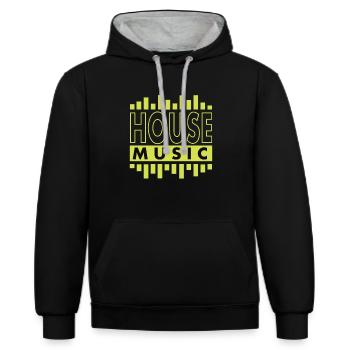 House Music - Kontrast-Hoodie - Schwarz/Grau meliert - Vorne - Anna (173cm) & Nico (186cm)