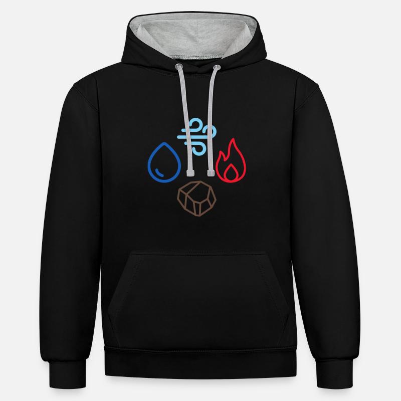 Élément 2 - Sweat à capuche contrasté - noir/gris chiné