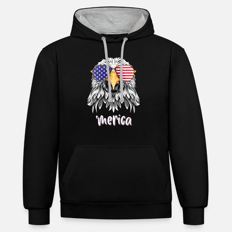 Merica 4 juillet États-Unis - Sweat à capuche contrasté - noir/gris chiné