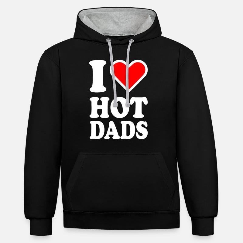I love hot dads - Sweat à capuche contrasté - noir/gris chiné