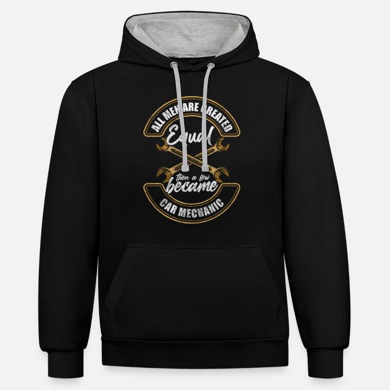 Maître bricoleur de voitures - Sweat à capuche contrasté - noir/gris chiné