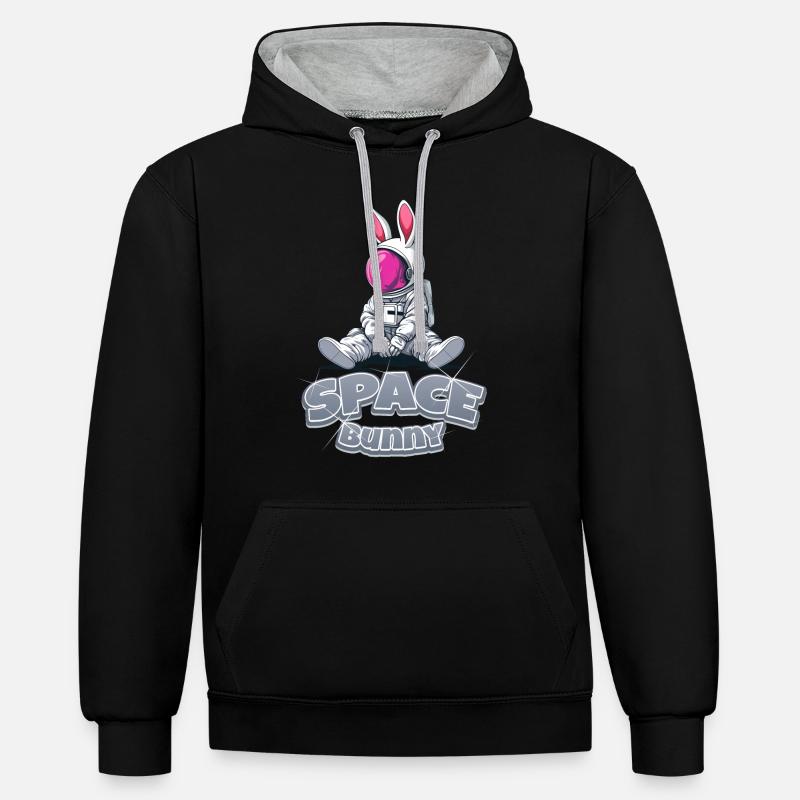 Lapin de l’espace - Sweat à capuche contrasté - noir/gris chiné