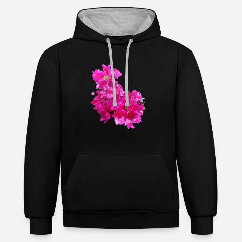 laurier-rose,fleur,lotus,vigne,floral,fleurs - Sweat à capuche contrasté - noir/gris chiné