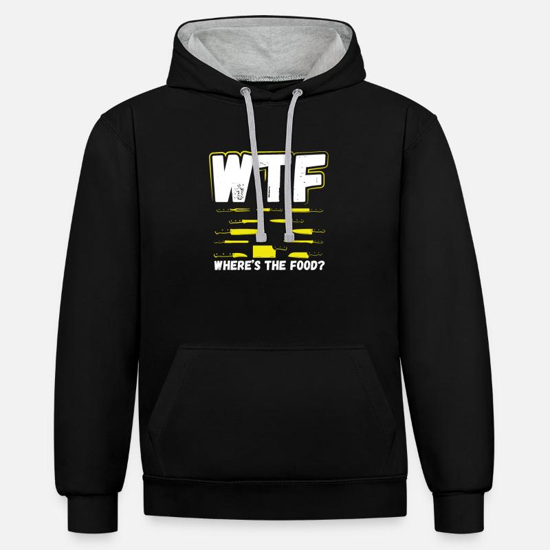 Où est la nourriture - Sweat à capuche contrasté - noir/gris chiné