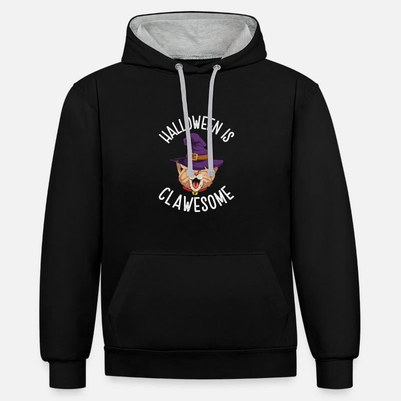 Halloween est Clawesome - Sweat à capuche contrasté - noir/gris chiné