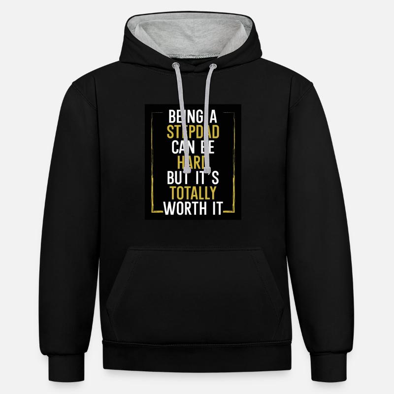 Être beau-père peut être difficile - Sweat à capuche contrasté - noir/gris chiné