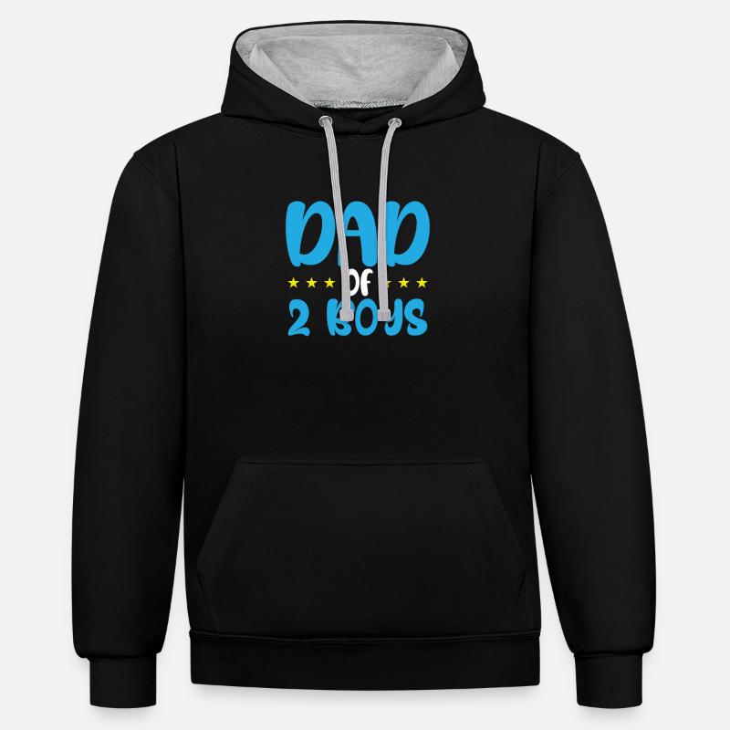 Père de deux garçons - Sweat à capuche contrasté - noir/gris chiné