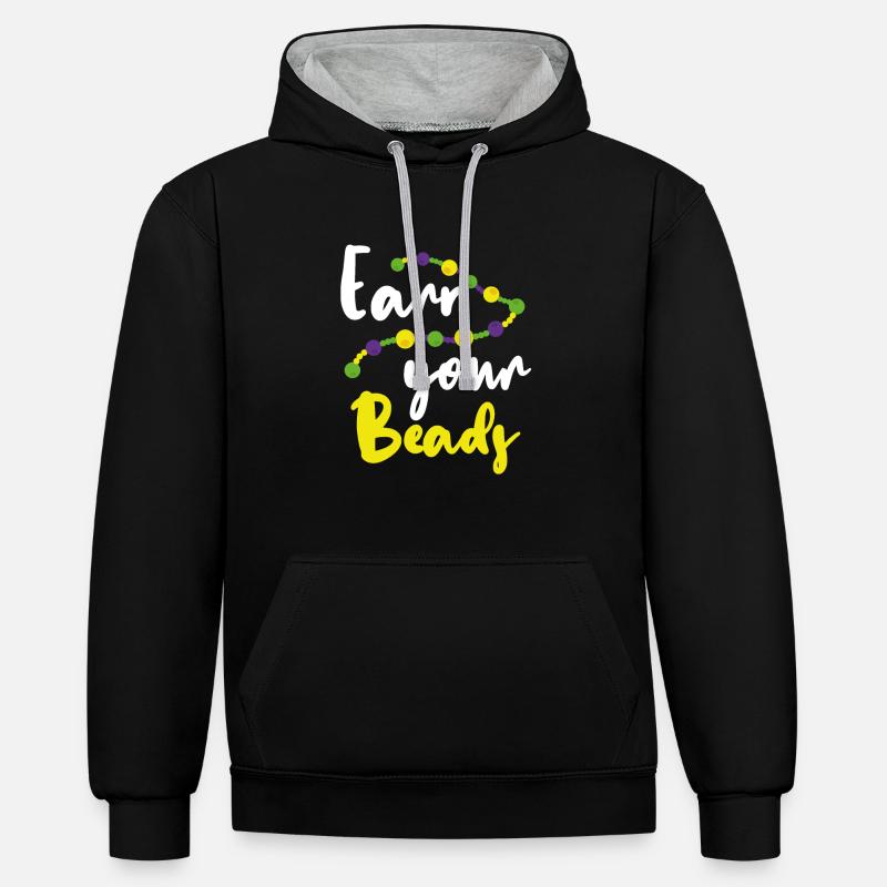 Gagnez vos perles - Sweat à capuche contrasté - noir/gris chiné