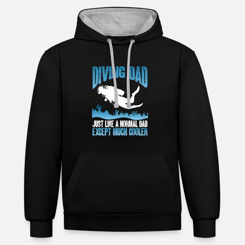 Père plongeur - Sweat à capuche contrasté - noir/gris chiné