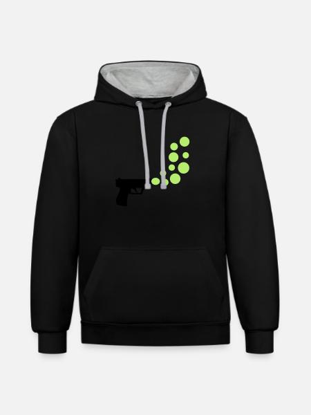 bubble gun - Sweat à capuche contrasté - noir/gris chiné