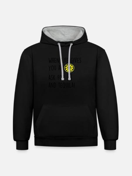 whenlifegivesu - Kontrast-Hoodie - Schwarz/Grau meliert