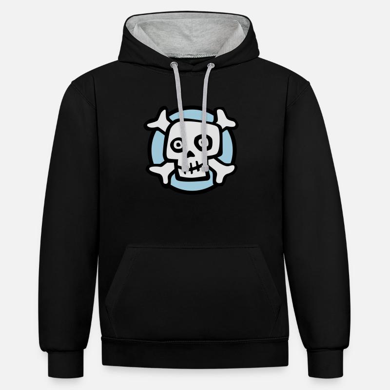 comic_skull_072011_b_3c - Contrast hoodie - black/heather grey