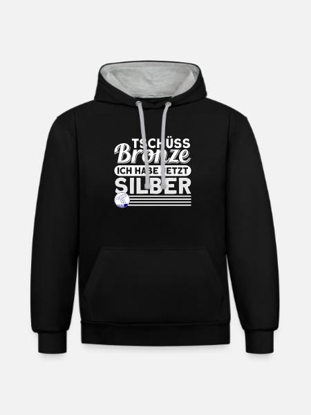 Schwimmer Schwimmprüfung Silber Geschenk - Kontrast-Hoodie - Schwarz/Grau meliert
