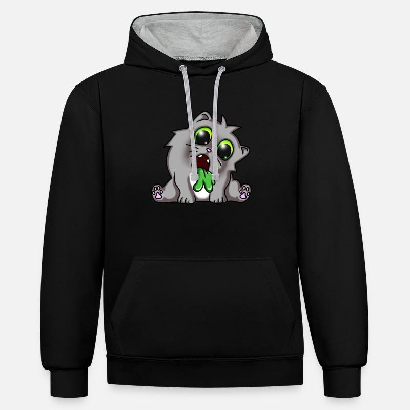 Chatte chatte chat - Sweat à capuche contrasté - noir/gris chiné