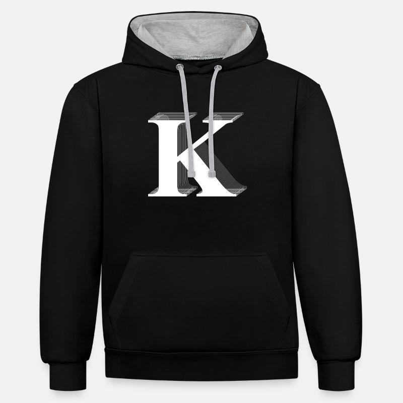K - Sweat à capuche contrasté - noir/gris chiné