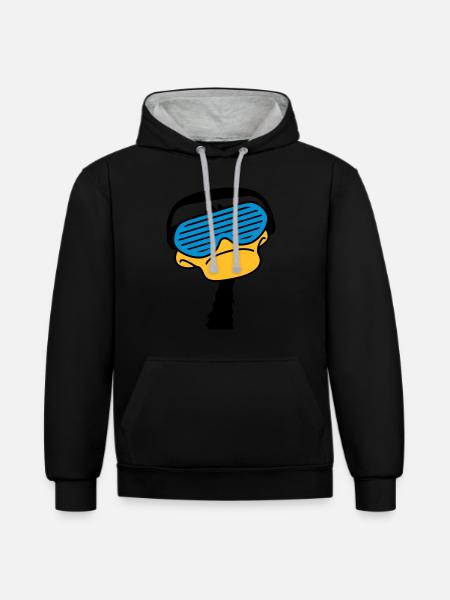 dj_duck - Sweat à capuche contrasté - noir/gris chiné