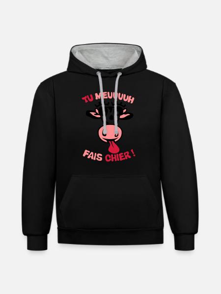 Sie Kuhscheiße Begriff muhen - Kontrast-Hoodie - Schwarz/Grau meliert