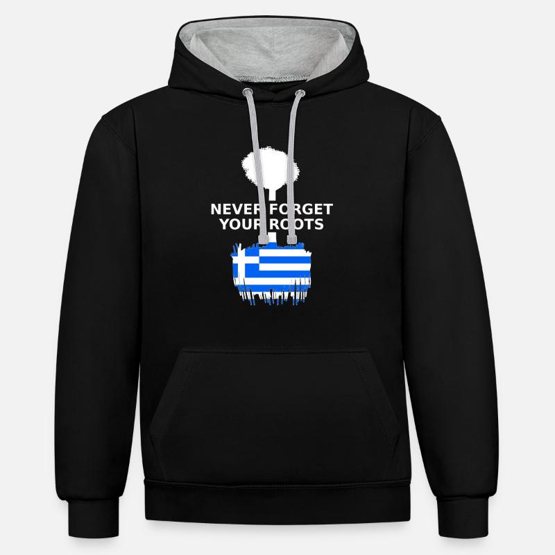 Grèce Grèce Racines grecques - Sweat à capuche contrasté - noir/gris chiné