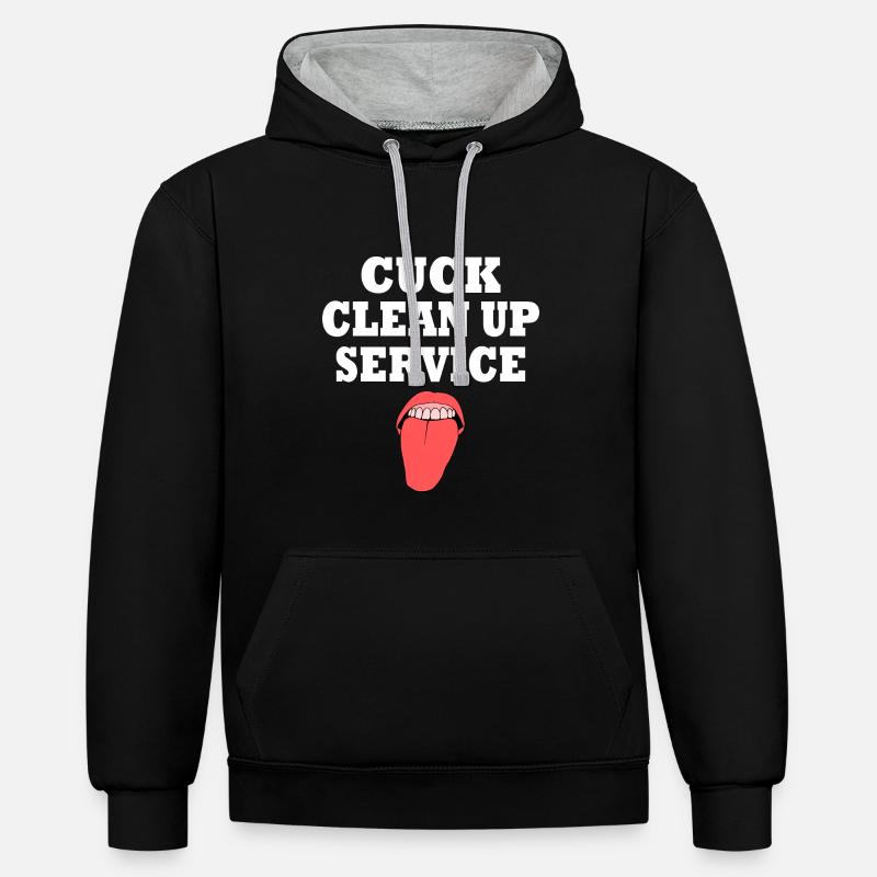 Cuckold cuck clean up service - Sweat à capuche contrasté - noir/gris chiné