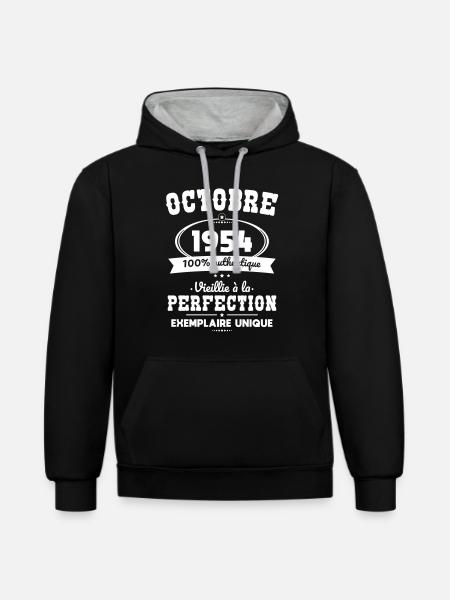70th Anniversary - October 1954 Perfection - Contrast hoodie - black/heather grey