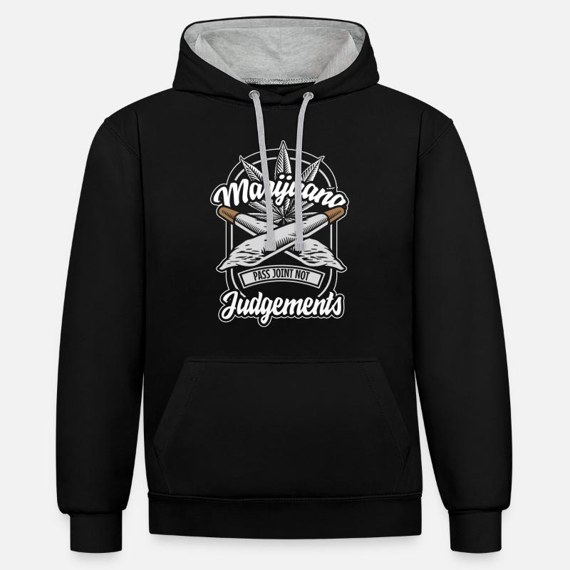 Fumer ganja Haschisch - Sweat à capuche contrasté - noir/gris chiné