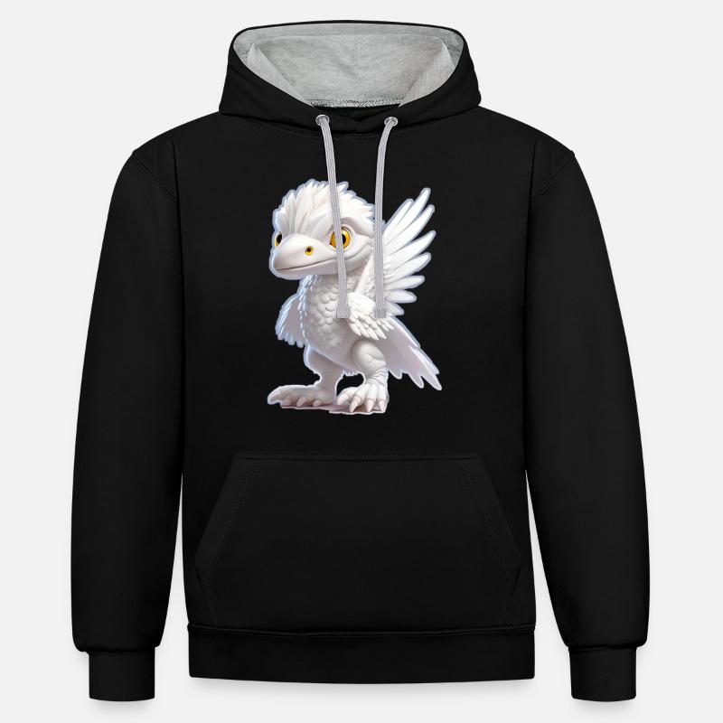 Petit Dragon - Sweat à capuche contrasté - noir/gris chiné