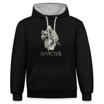 Faucheur AR15 Invictus - Sweat à capuche contrasté - noir/gris chiné - Devant - Anna (173cm) & Nico (186cm)