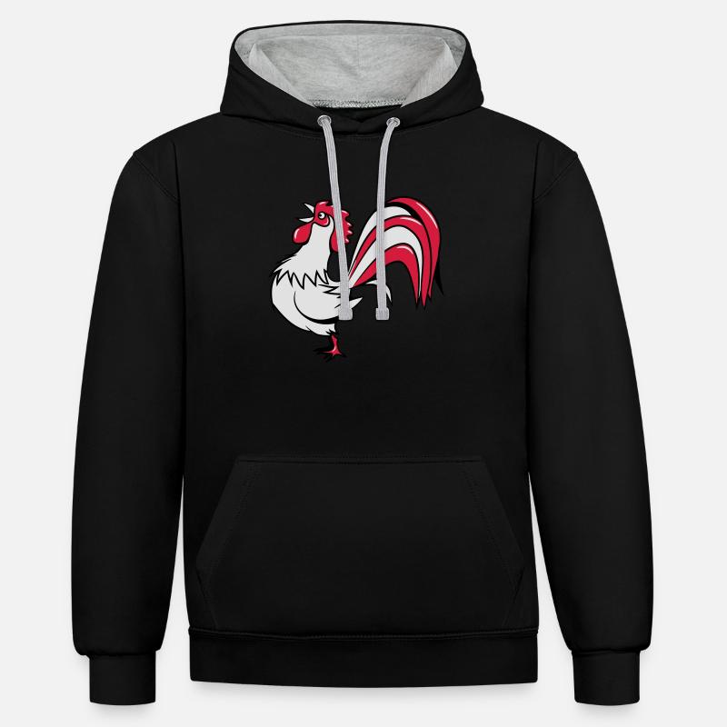 Rooster chant des oiseaux - Sweat à capuche contrasté - noir/gris chiné
