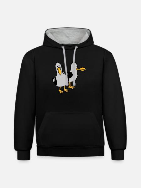 Gang 2 funny seagulls - Contrast hoodie - black/heather grey