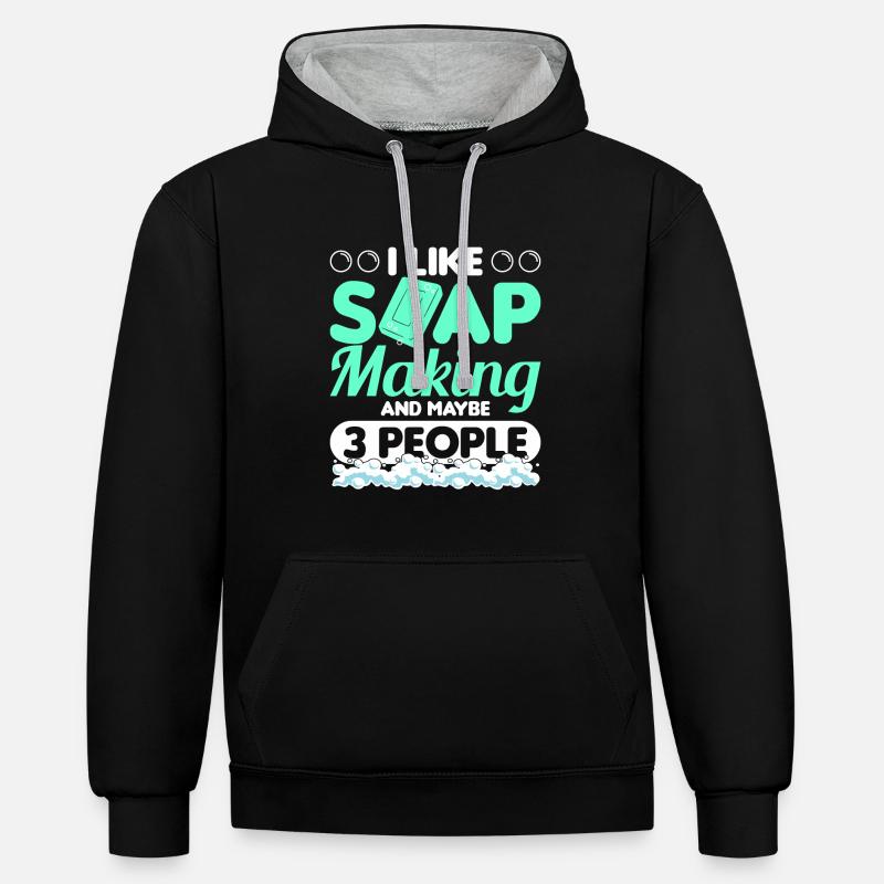 Faire du savon - Sweat à capuche contrasté - noir/gris chiné