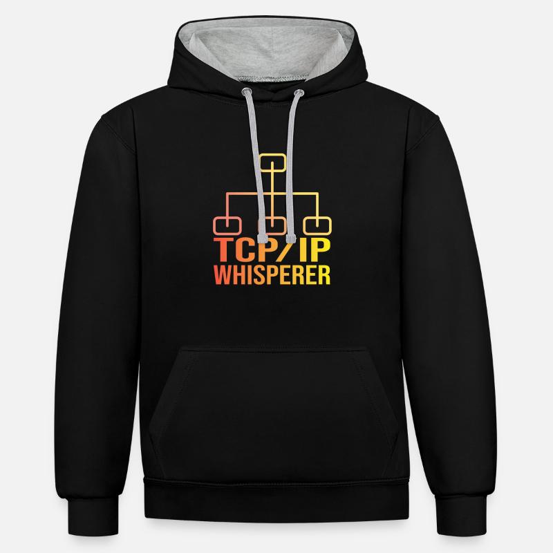 Network Engineer - Kontrast-Hoodie - Schwarz/Grau meliert