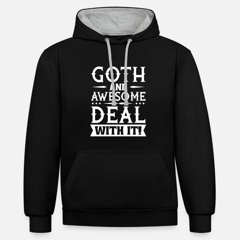 Goth Emo - Sweat à capuche contrasté - noir/gris chiné