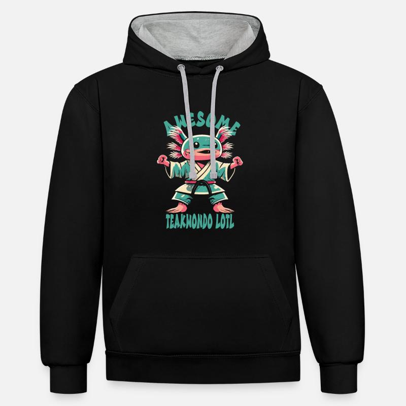 Teakwondo - Sweat à capuche contrasté - noir/gris chiné
