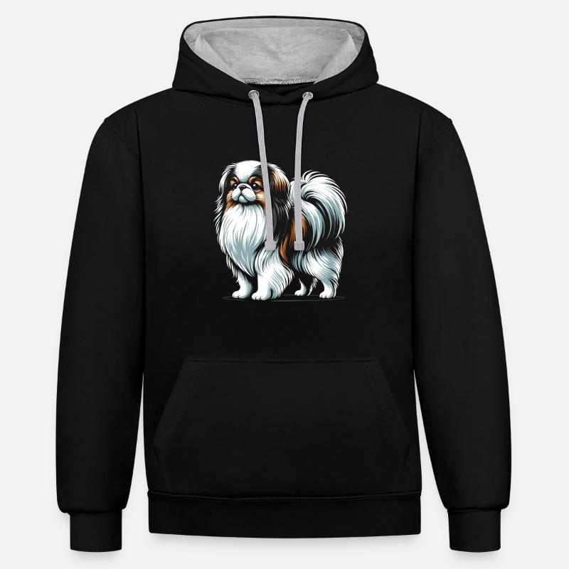 Menton du Japon - Sweat à capuche contrasté - noir/gris chiné