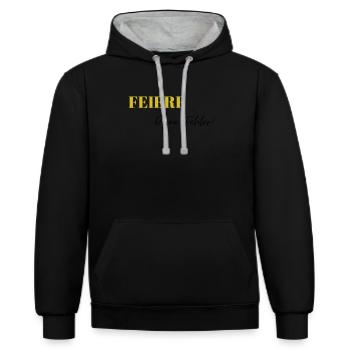 Feiere Deine Fehler - Kontrast-Hoodie - Schwarz/Grau meliert - Vorne - Anna (173cm) & Nico (186cm)