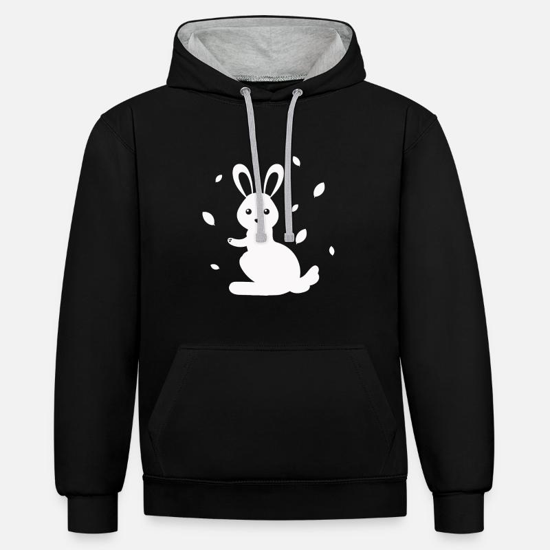 Lapin - Lapin Nature Pâques - Sweat à capuche contrasté - noir/gris chiné