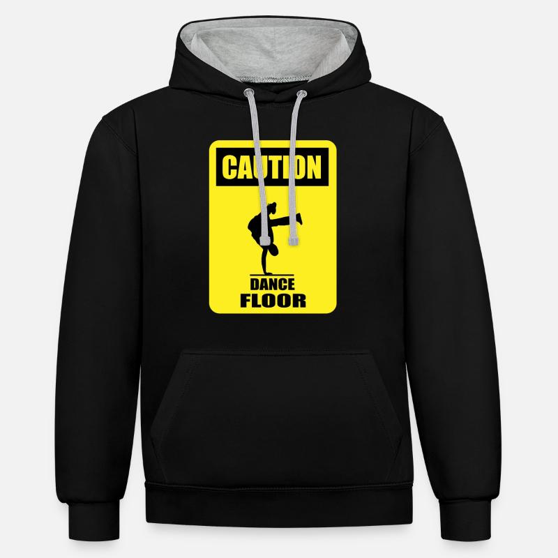 CAUTION - Dance Floor - Kontrast-Hoodie - Schwarz/Grau meliert