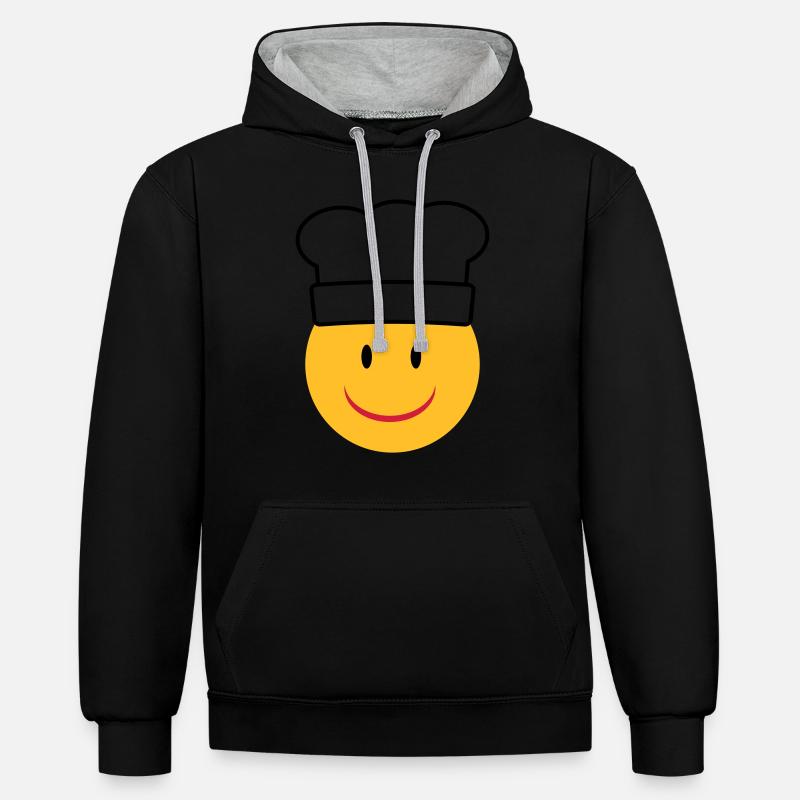 cuisiner - Sweat à capuche contrasté - noir/gris chiné