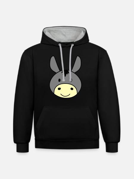 Âne mignon - Sweat à capuche contrasté - noir/gris chiné