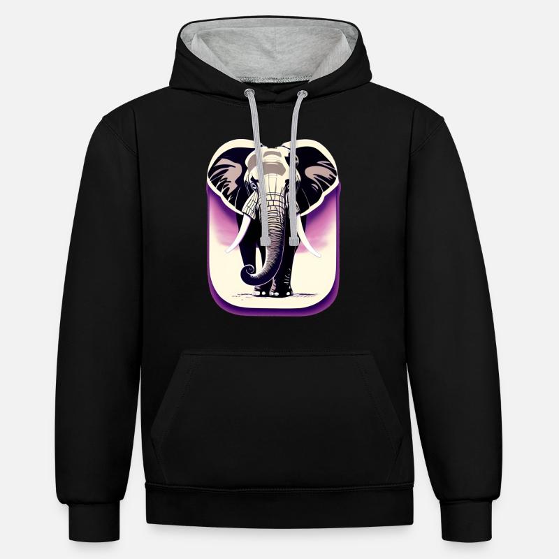 La sagesse éternelle de l’éléphant - Sweat à capuche contrasté - noir/gris chiné