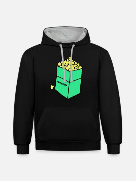 Popcorn 02 - Contrast hoodie - black/heather grey