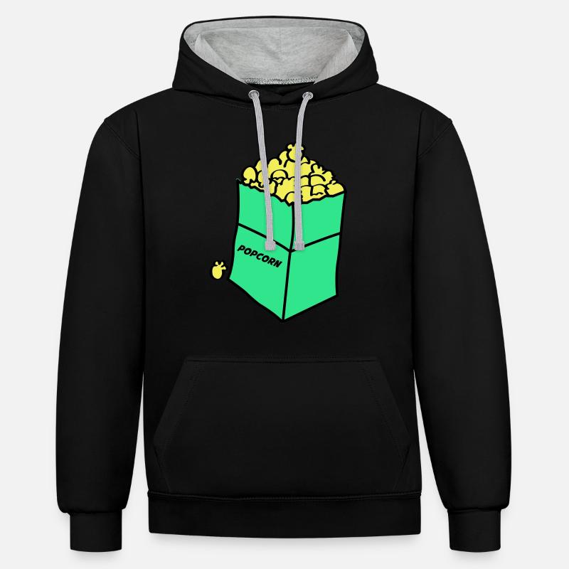 popcorn 02 - Kontrast-Hoodie - Schwarz/Grau meliert