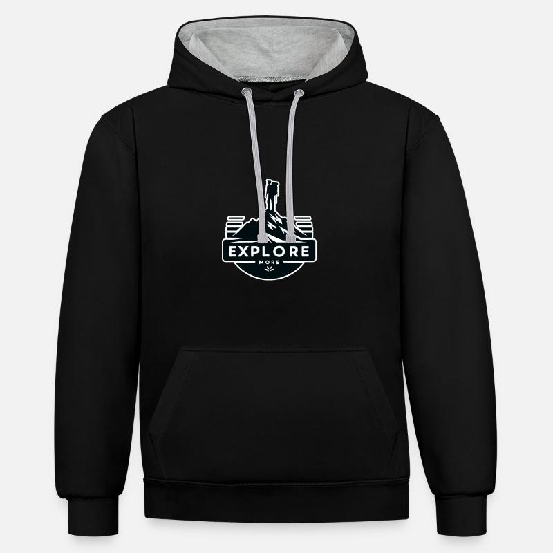 Explore more - Wanderer - Contrast hoodie - black/heather grey