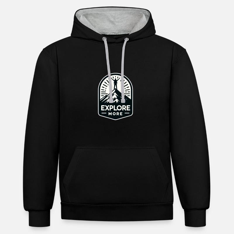 Explore more - Wanderer - Contrast hoodie - black/heather grey