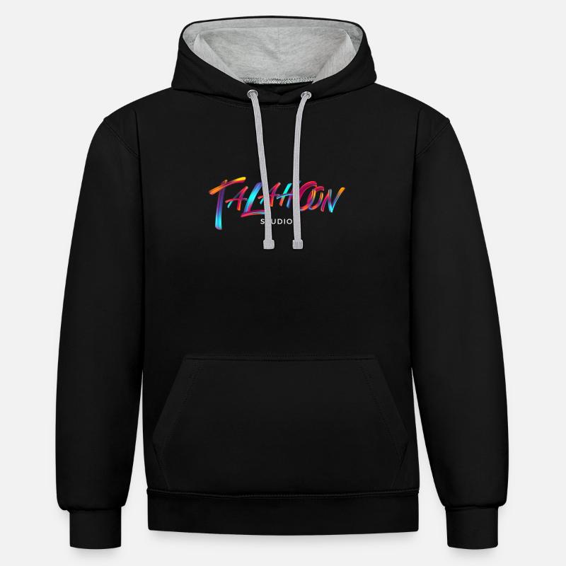 Talahoon Studios Rainbow Brushed - Contrast hoodie - black/heather grey