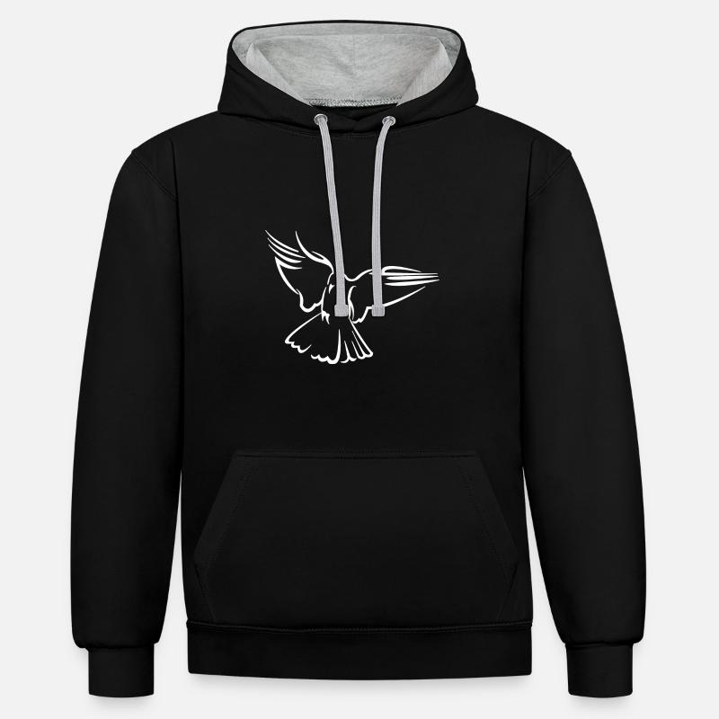 Colombe - Sweat à capuche contrasté - noir/gris chiné